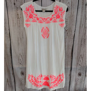Ariat | White Gauze Dress with Hot Pink Embroidered Floral & Filigree Design